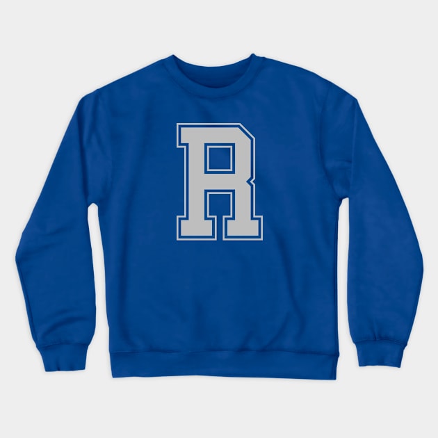 Monogram Blue Grey College House Initial R Crewneck Sweatshirt by redhomestead